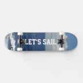 Segelen wir Blue Ocean Fluffy weiße Wolken Skateboard (Horizontal)