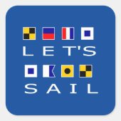 Segelen wir farbenfrohe nautische Flaggen dunkle F Quadratischer Aufkleber (Vorderseite)