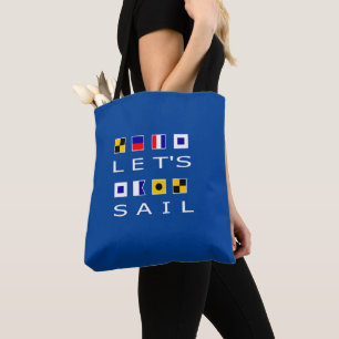 Segelen wir farbenfrohe nautische Flaggen dunkle F Tasche
