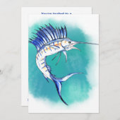 Segelfisch in Aquarellfarbe Einladung (Vorne/Hinten)