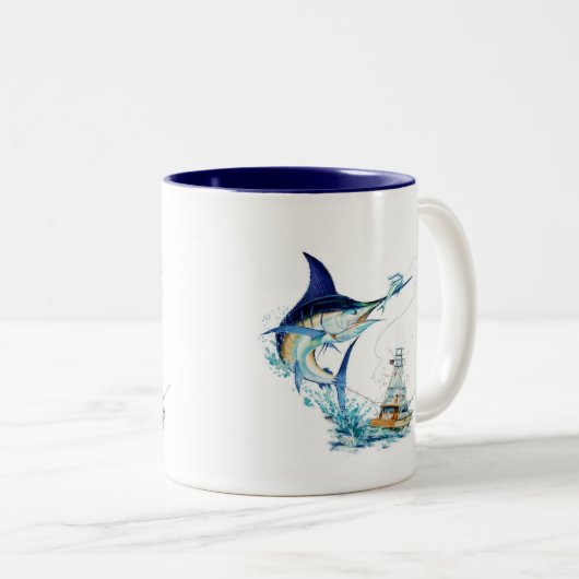 Segelfisch nimmt den Köder Zweifarbige Tasse (VorderseiteRechts)