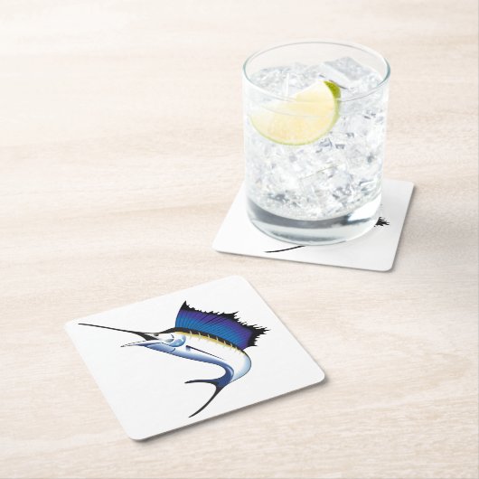 Segelfisch Rechteckiger Pappuntersetzer (Vor Ort)