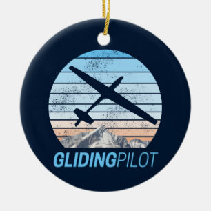 Segelflugpilot Vintage-Aviator Sonnenuntergang Flu Keramik Ornament