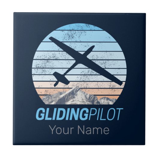 Segelflugpilot Vintage-Flieger Sonnenuntergang Flu Fliese (Vorderseite)
