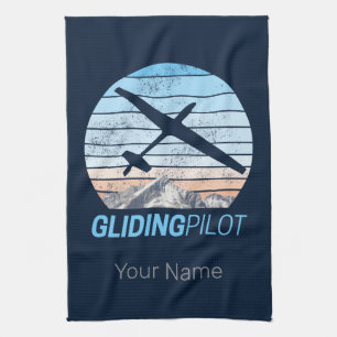 Segelflugpilot Vintage-Flieger Sonnenuntergang Flu Geschirrtuch