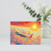 Segelflugzeug - Lebendiger malerischer Kunststil Postkarte (Stehend Vorderseite)