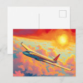 Segelflugzeug - Lebendiger malerischer Kunststil Postkarte (Vorne/Hinten)