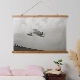 Segelflugzeug-Testflug Luftfahrt Wright-Brüder Wandteppich Mit Holzrahmen