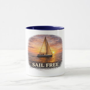 Segelfrei-Tasse Sonnenuntergang Segelboot Kaffeeta Tasse