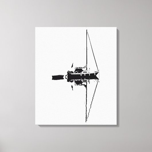 Segeljacht mit Reflektion auf einem ruhigen Meer Leinwanddruck (Vorderseite)