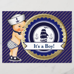 Segeljunge Marine Nautical Baby Shower Einladung