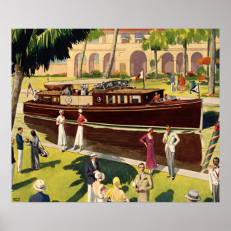 Segelmotorschiff Vintag antike Schönheit Poster