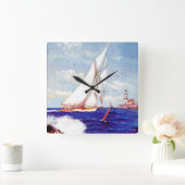 Segeln am Leuchtturm von Albert B. Marks Quadratische Wanduhr (Zuhause)