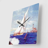 Segeln am Leuchtturm von Albert B. Marks Quadratische Wanduhr (Winkel)