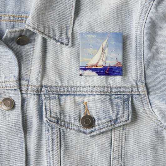 Segeln am Leuchtturm von Albert B. Zeichen Button (Beispiel)