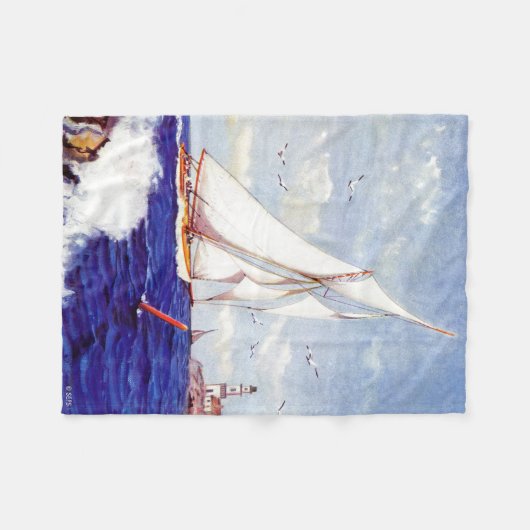 Segeln am Leuchtturm von Albert B. Zeichen Fleecedecke (Vorderseite (Horizontal))