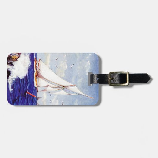 Segeln am Leuchtturm von Albert B. Zeichen Gepäckanhänger (Vorderseite horizontal)