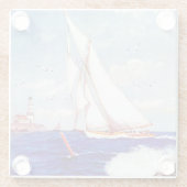 Segeln am Leuchtturm von Albert B. Zeichen Glasuntersetzer (Rückseite)