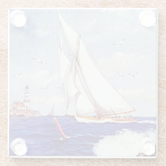 Segeln am Leuchtturm von Albert B. Zeichen Glasuntersetzer (Rückseite)