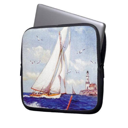 Segeln am Leuchtturm von Albert B. Zeichen Laptopschutzhülle (Vorderseite Links)