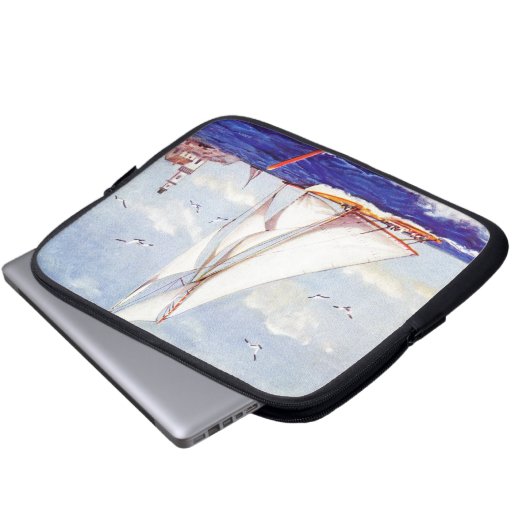 Segeln am Leuchtturm von Albert B. Zeichen Laptopschutzhülle (Vorne Knopf)