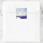 Segeln am Leuchtturm von Albert B. Zeichen Quadratischer Aufkleber (Tasche)