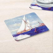 Segeln am Leuchtturm von Albert B. Zeichen Rechteckiger Pappuntersetzer (angewinkelt)