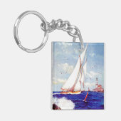 Segeln am Leuchtturm von Albert B. Zeichen Schlüsselanhänger (Vorderseite links)
