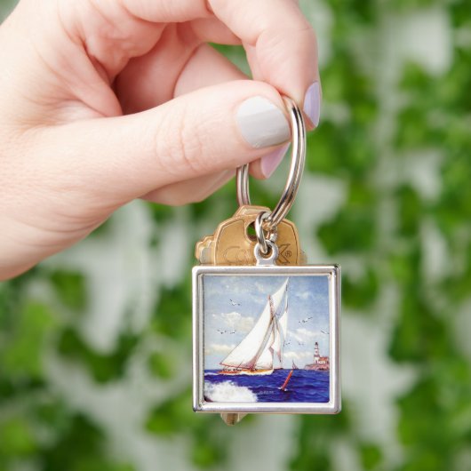 Segeln am Leuchtturm von Albert B. Zeichen Schlüsselanhänger (Hand)