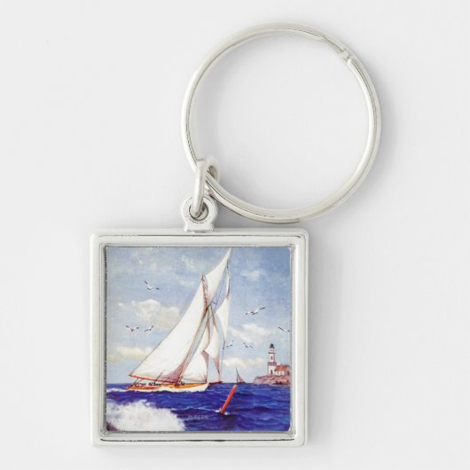 Segeln am Leuchtturm von Albert B. Zeichen Schlüsselanhänger (Vorne)