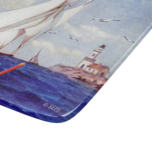 Segeln am Leuchtturm von Albert B. Zeichen Schneidebrett (Ecke)