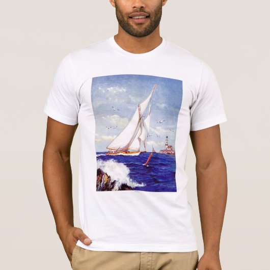 Segeln am Leuchtturm von Albert B. Zeichen T-Shirt (Vorderseite)