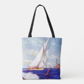 Segeln am Leuchtturm von Albert B. Zeichen Tasche (Rückseite)