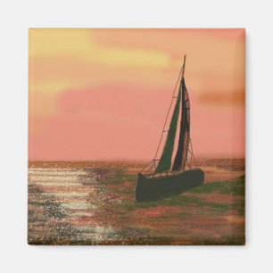 Segeln am Sonnenuntergang Magnet