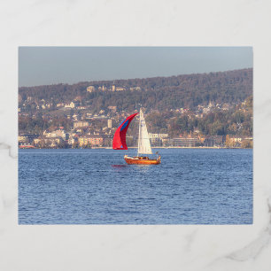 Segeln am Zürichsee Folien Feiertagspostkarte