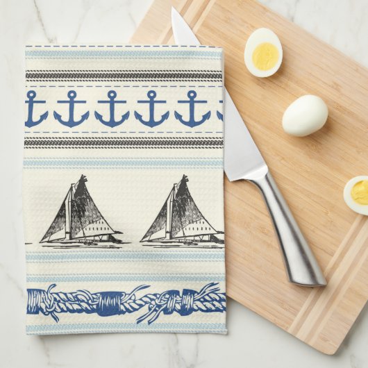 Segeln Anchor Nautical Rope Kitchen Geschirr Handt Handtuch (Viertel Falte)