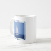 Segeln auf das Ozean-Blau Kaffeetasse (Vorderseite Links)