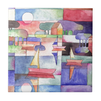 SEGELN AUF DEM WASSERBOOT Aquarellfärbung Fliese