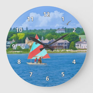 Segeln auf der Huronsee-Oberleder Michigan Große Wanduhr