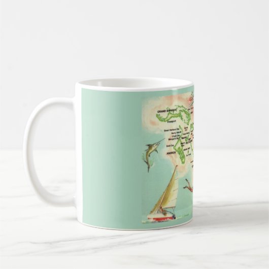Segeln auf der Karte der Bahama-Inseln Kaffeetasse (Links)