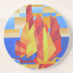 Segeln auf der Sieben See So Blue Kubist Abstrakt Getränkeuntersetzer
