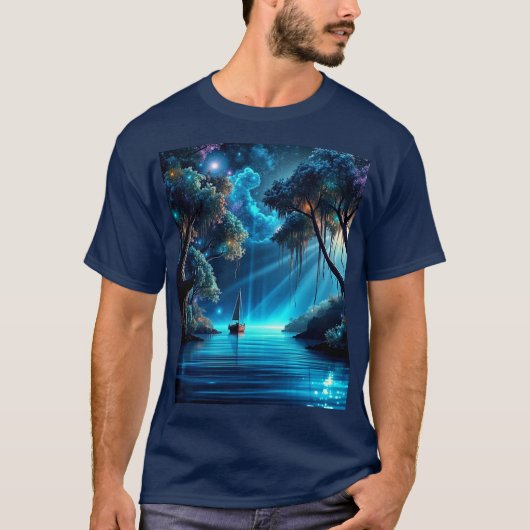 Segeln auf einer schönen Nacht T-Shirt (Vorderseite)