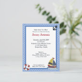 Segeln Away Sailboat Boat Baby Dusche 4x5 Einladung (Stehend Vorderseite)