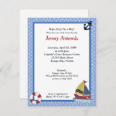 Segeln Away Sailboat Boat Baby Dusche 4x5 Einladung (Vorne/Hinten)