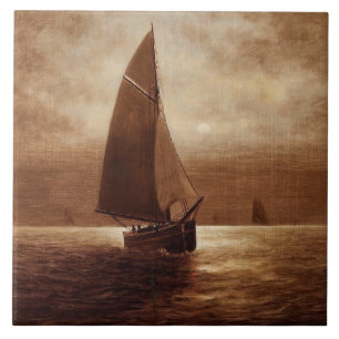 Segeln bei Nacht (ca. 1900) Elbridge Wesley Webb Fliese
