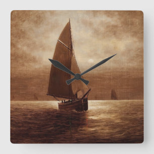 Segeln bei Nacht (ca. 1900) Elbridge Wesley Webb Quadratische Wanduhr