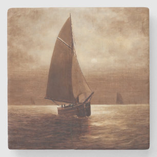 Segeln bei Nacht (ca. 1900) Elbridge Wesley Webb Steinuntersetzer