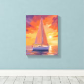 Segeln bei Sunset | Gemälde am Küstenmeer Leinwanddruck (Insitu (Holzboden))