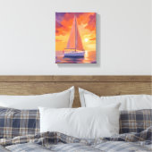 Segeln bei Sunset | Gemälde am Küstenmeer Leinwanddruck (Insitu (Schlafzimmer))