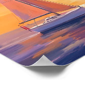 Segeln bei Sunset | Gemälde am Küstenmeer Poster (Ecke)